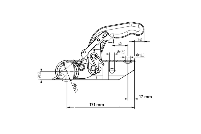 KNOTT KK14-A Kugelkupplung für einen 1400 kg Anhänger mit 50 mm Rohrzugstange