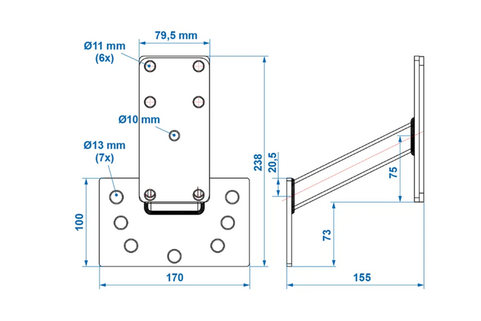 ProPlus 342643 Halterung für Reserveradmontage an Anhängern, Winkel 8-16"