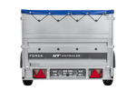 Leichter Anhänger 230x125 UNITRAILER FORCE 230 KIPP mit BIS-Seitenwänden, H-0-Rahmen und blauer Plane