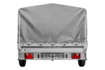 Einachsanhänger mit Aluminiumseitenwänden 264x150 Unitrailer Garden 265 KIPP ALU mit H-800 Rahmen und grauer Plane