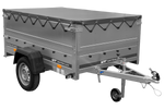 PKW-Anhänger 200x125 UNITRAILER GARDEN 201 KIPP mit Bordwandaufsatz und grauer Flachplane