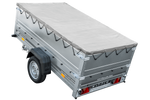 Faltbarer Anhänger GARDEN TRAILER 230 KIPP mit zusätzlichen Bordwänden, Stützrad und Flachplane