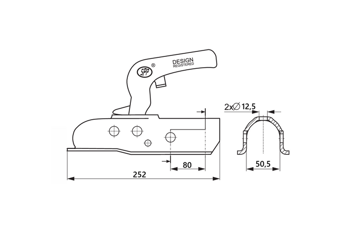 STEELPRESS ZSK-1700C Kugelkupplung für 1700 kg Anhänger mit 50 mm Rohrzugstange