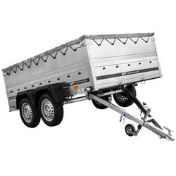 Zweiachsiger Anhänger 264x150 UNITRAILER GARDEN 265/2 KIPP mit BIS-Seitenwänden, H-0-Rahmen und grauer Plane