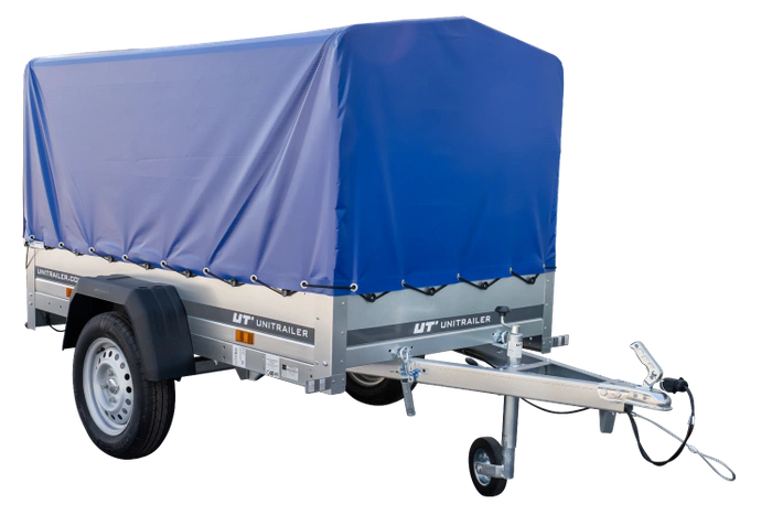 Einachsanhänger 200x106 UNITRAILER GARDEN 200 KIPP mit H-800 Rahmen und blauer Plane