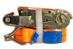 Satz aus vier UNITRAILER 5m/25mm/1t orangefarbenen Transportgurten mit Spannvorrichtung