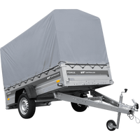 Ungebremster Anhänger 230x125 UNITRAILER FORCE 230 KIPP mit H-1100 Rahmen und grauer Hochplane