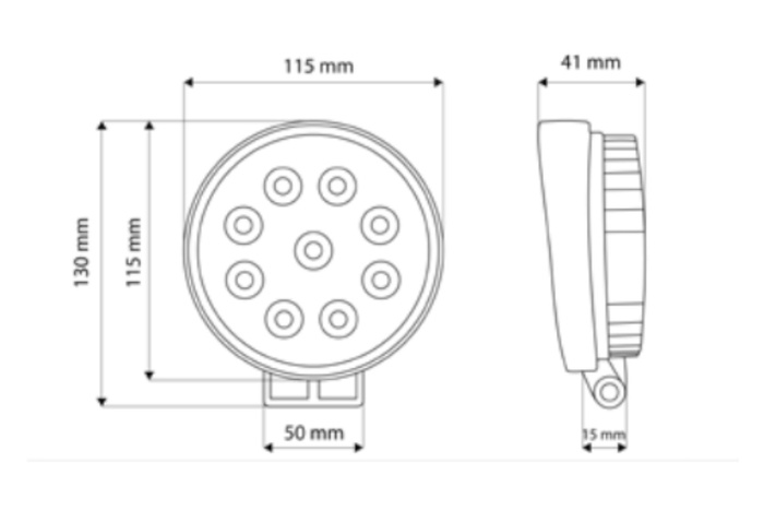 LED Arbeitsscheinwerfer Reflektor TT TECHNOLOGY TT.13216 9xLED 2150lm