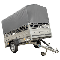 Planenanhänger 230x125 Garden Trailer 230 KIPP mit Laubgitteraufsatz, grauer Hochplane, Hochspriegel und Stützrad