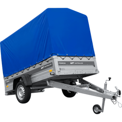 Leichter Anhänger 230x125 UNITRAILER FORCE 230 KIPP mit H-1100 Rahmen und blauer Plane