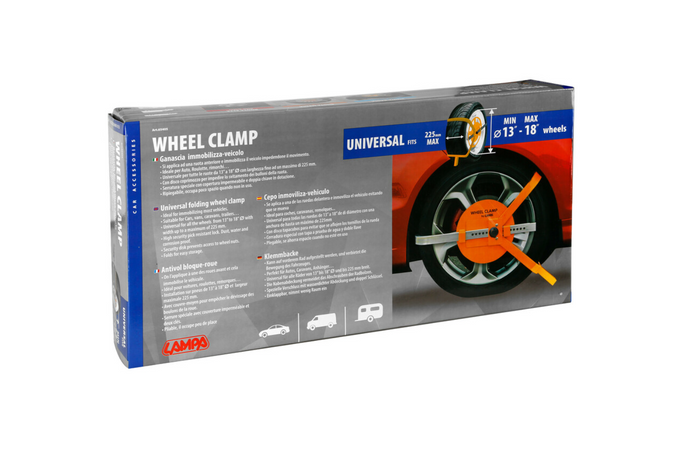 LAMPA Radkralle, universelle Radsicherung für 13–18"-Räder