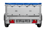 Zweiachsiger Anhänger mit Aluminiumseitenwänden 264x125 Unitrailer Garden 264/2 KIPP ALU mit BIS-Seitenwänden, H-0-Rahmen und blauer Plane