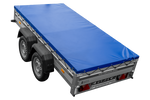 Zweiachsiger Anhänger mit Aluminiumseitenwänden 264x125 Unitrailer Garden 264/2 KIPP ALU mit H-0-Rahmen und blauer Plane