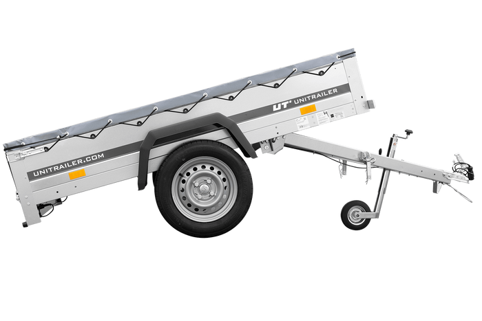 Gartenanhänger 200 Kipp mit Stützrad, H-0-Rahmen und grauer Plane