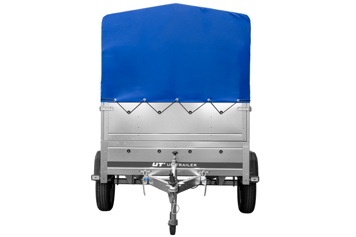 Einachsanhänger 200x125 UNITRAILER GARDEN 201 KIPP mit BIS-Seitenwänden, H-800-Rahmen und blauer Plane