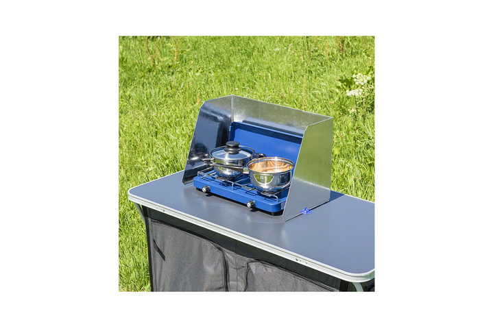 Osłona do kuchenki 3-częściowa z aluminium, składana i rozsuwana, 37/70 x 32 x 28