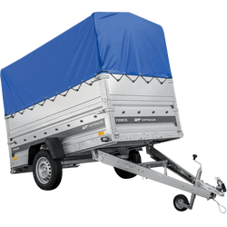 Autotransportanhänger 230x125 UNITRAILER FORCE 230 KIPP mit BIS-Seitenwänden, H-800-Rahmen und blauer Plane