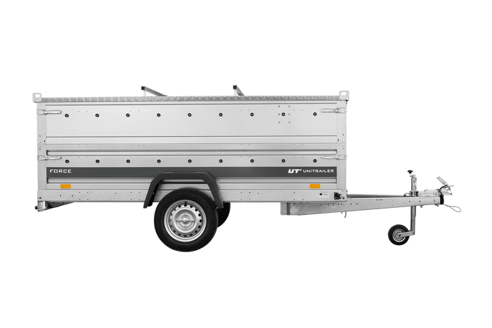 Einachsanhänger 264x125 UNITRAILER FORCE 264 KIPP mit BIS-Seitenwänden und Aluminiumabdeckung