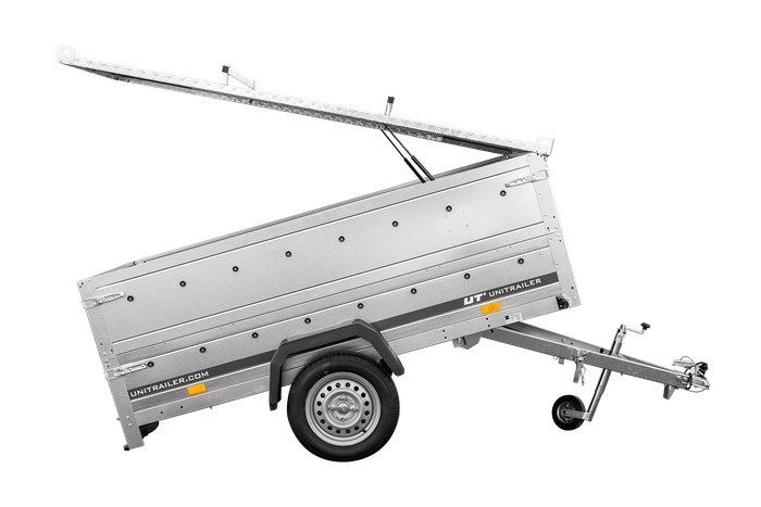 Einachsanhänger 230x125 UNITRAILER GARDEN 230 KIPP mit BIS-Seitenwänden und Aluminiumabdeckung