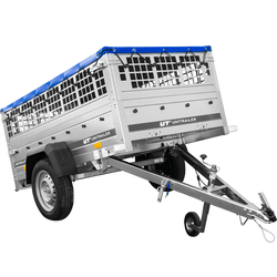 Pkw Planen Anhänger GARDEN TRAILER 200 KIPP mit Laubgitteraufsatz, Stützrad, Flachplane