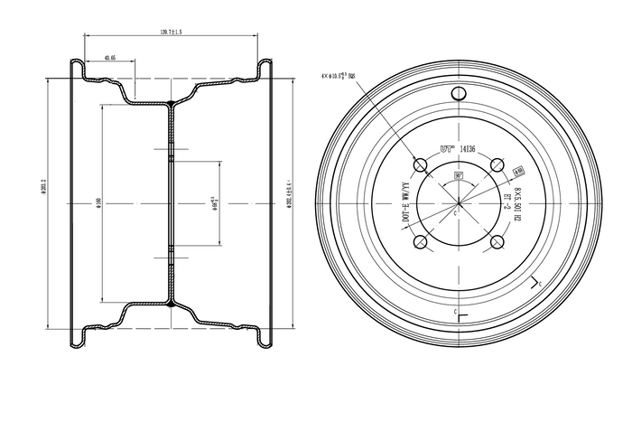 UNITRAILER Stahlfelge schwarz 5,5 x 8 Zoll H2 4 x 88 ET: -2
