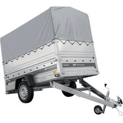 Autotransportanhänger 230x125 UNITRAILER FORCE 230 KIPP mit BIS-Seitenwänden, H-800-Rahmen und grauer Plane