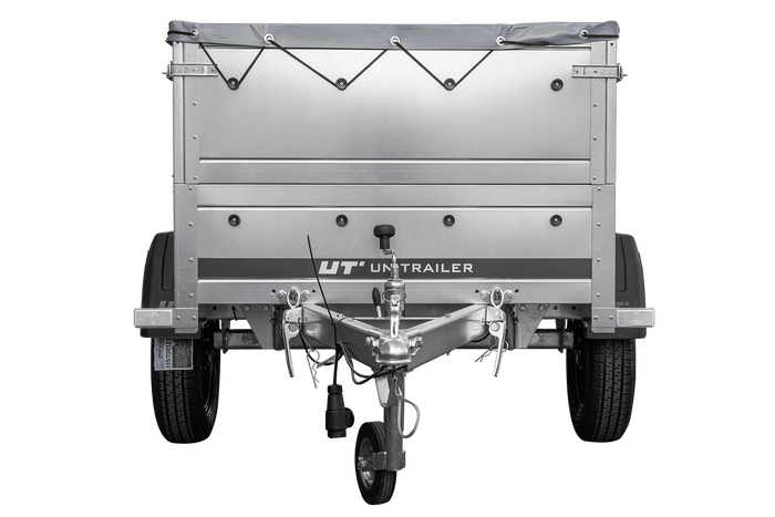 Pkw Anhänger Neu GARDEN TRAILER 150 KIPP mit zusätzlichen Bordwänden, Stützrad und grauer Flachplane