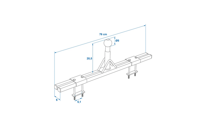 ProPlus 330238 Fahrradträgeradapter für 760-mm-Wohnwagen-Deichsel 50kg