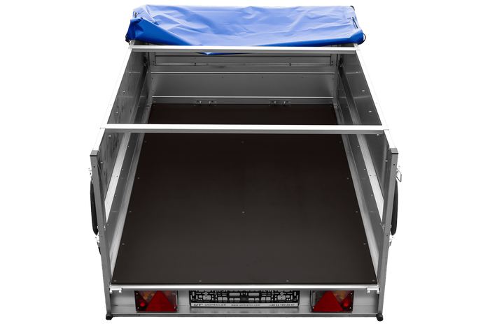 PKW-Anhänger 200x125 UNITRAILER GARDEN 201 KIPP mit Bordwandaufsatz und blauer Flachplane