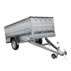 Leichter Anhänger 264x125 UNITRAILER FORCE 264 KIPP mit BIS-Seitenwänden, H-0-Rahmen und grauer Plane