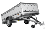 Einachsanhänger mit Aluminiumseitenwänden 264x125 Unitrailer Garden 264 KIPP ALU mit BIS-Seitenwänden, H-0-Rahmen und grauer Plane