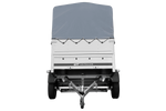 Leichtanhänger auf Blattfedern 200x125 UNITRAILER GARDEN 201/R KIPP mit BIS-Seiten, H-800-Rahmen und grauer Plane