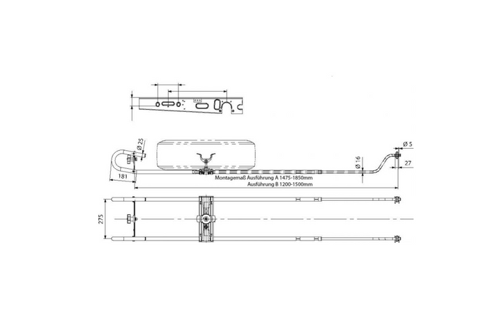 KNOTT Reserveradhalterung für Wohnwagen 1200-1500mm