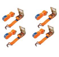 Satz aus vier UNITRAILER 4m/35mm/2t orangefarbenen Transportgurten mit Spannvorrichtung
