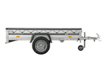 Einachsanhänger mit Aluminiumseitenwänden 230x125 Unitrailer Garden 230 KIPP ALU mit H-0-Rahmen und grauer Plane