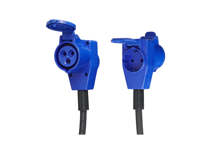 Adapter mit Schuko-Stecker für CEE-Winkelstecker + Schuko-Buchse, Proplus 373528 Kabel 40 cm