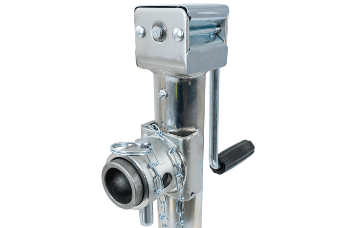 Ausziehbare Stütze mit UNITRAILER TJ5001+TJ5002A Adapter für 1300 kg Pritschenanhänger 364-614 mm