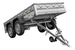 Zweiachsiger Anhänger mit Aluminiumseitenwänden 264x125 Unitrailer Garden 264/2 KIPP ALU mit H-0-Rahmen und grauer Plane