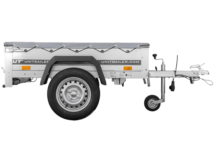 Kleinanhänger für Pkw Garden Trailer 150 KIPP, 150 x 106 cm, 750 kg [mit Flachplane, Planenträgern und Stützrad]