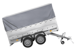 Leichter Anhänger 264x150 UNITRAILER GARDEN 265/2 KIPP mit BIS-Seitenwänden, H-800-Rahmen und grauer Plane