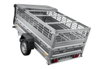 Einachsanhänger 230x125 UNITRAILER FORCE 230 KIPP mit Gitterwänden, H-0-Rahmen und grauer Plane