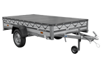 Autotransportanhänger mit Aluminiumseitenwänden 264x125 Unitrailer Garden 264 KIPP ALU mit H-0-Rahmen und grauer Plane
