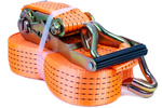 Satz aus vier UNITRAILER 10m/50mm/5t orangefarbenen Transportgurten mit Spannvorrichtung