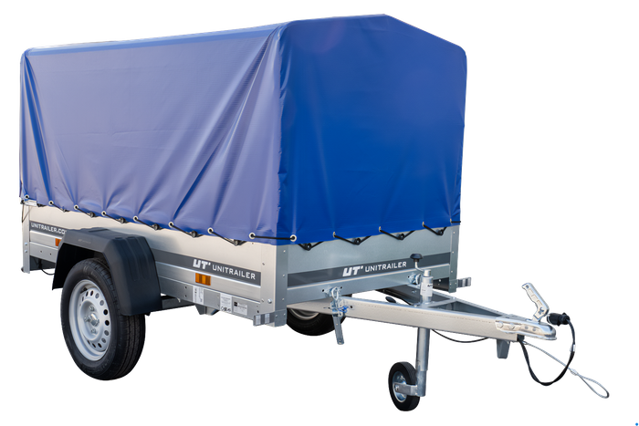 Einachsanhänger 200x106 UNITRAILER GARDEN 200 KIPP mit H-800 Rahmen und blauer Plane