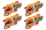 Satz aus vier UNITRAILER 3m/25mm/1t orangefarbenen Transportgurten mit Spannvorrichtung