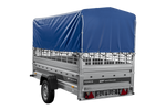 Autotransportanhänger 264x125 UNITRAILER FORCE 264 KIPP mit Gitterwänden, H-800 Rahmen und blauer Plane