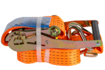 Satz aus vier UNITRAILER 3m/50mm/5t orangefarbenen Transportgurten mit Spannvorrichtung