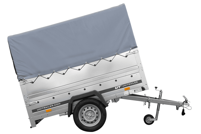 Leichtanhänger auf Federn 200x125 UNITRAILER GARDEN 201/R KIPP mit BIS-Seiten, H-800-Rahmen und grauer Plane