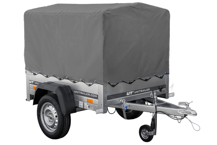 Kipper Anhänger 750 kg Garden Trailer 150 KIPP 150x106 cm [mit Hochplane, Hochspriegel und Stützrad]