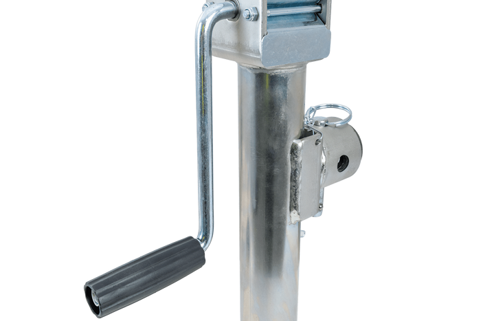 Ausziehbare Stütze mit UNITRAILER TJ5001+TJ5002A Adapter für 1300 kg Pritschenanhänger 364-614 mm